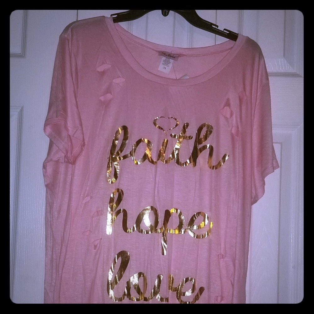 Pink tshirt w/gold lettering